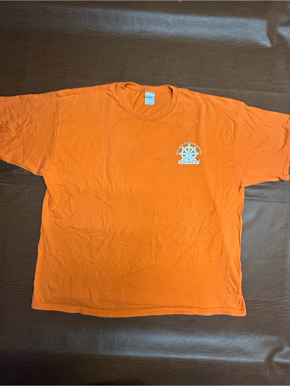 Men's Orange Crew Neck Graphic T-Shirt